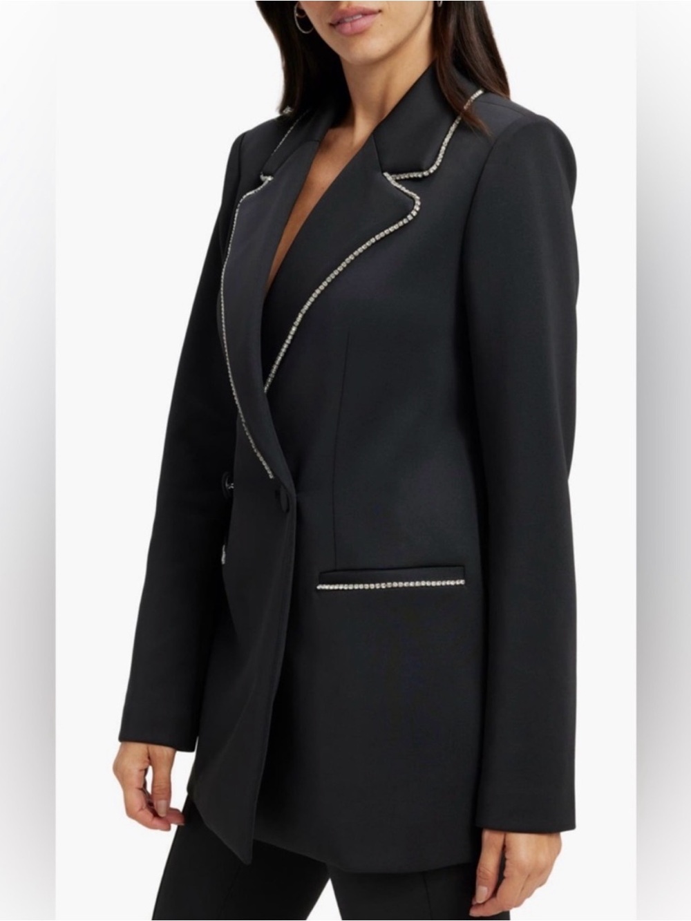 Good American Scuba Crystal Embellished Double Breasted Scuba Blazer Sz M - Picture 5 of 15